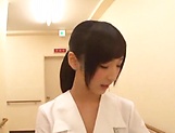Sexy nurse gags on a thick schlong picture 12