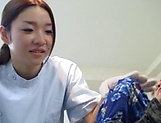 Hot looking Japanese nurse gets perky tits fucked and pussy poked