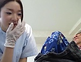 Hot looking Japanese nurse gets perky tits fucked and pussy poked