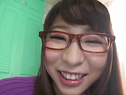 Girl with glasses is good at tit fuck