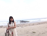 Young Japanese girl Suzukawa Ayane swallows cum on the beach picture 12