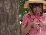 Sakura Kizuna fucked in the woods by two males