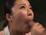 Sporty Japanese woman giving a terrific blowjob and eats sperm picture 62