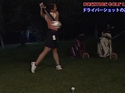 Japanese golf player gets her mouth roughly fucked outdoors