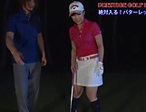 Naked Japanese golf player gives a double blowjob in mmf sex