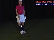Naked Japanese golf player gives a double blowjob in mmf sex