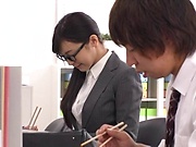 Hot office babe Ayane Haruna fucks her colleague at the office