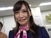 Hot stewardess Kaede Mai gets gangbanged and headfucked