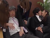 Japanese office chicks take off costumes to get gangbanged picture 27