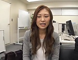 Gorgeous Japanese milf fucks with a younger dude in the office picture 13