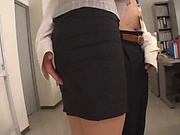 Hot secretary got fresh cum on tits