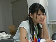 Amateur Asian office honey gives a steamy blowjob