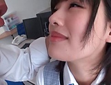 Schoolgirl swallows after a good office fuck 