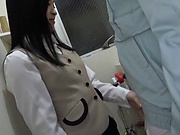 Japanese office lady Yuuki Karina sucks a cock in a toilet