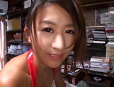 Cute Japanese beauty gets jizzed after great oral picture 17