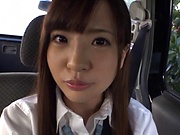 Cute teen Sazanami Aya enjoys kinky car sex