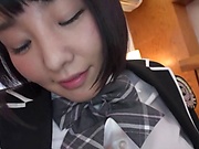 Asian schoolgirl Hitomi Kanami sucks and rides a cock like a pro