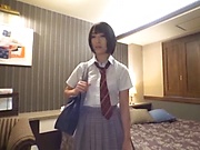 Japanese schoolgirl enjoys sex on cam gets pussy creampied