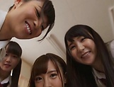 Japanese schoolgirl is having group sex