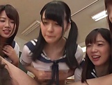 Group sex for horny Japanese schoolgirls picture 44