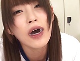Pigtailed teen Hakii Haruka giving a blowjob to her coach picture 79