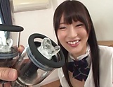 Teen Japanese girl Hakii Haruka enjoying tits pumping picture 51