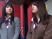 Steamy foursome with hardcore Japanese schoolgirls