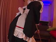 Sweet Japanese maid likes to suck cock