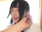 Japanese teen brunette got cum in mouth