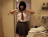 Topnotch Japanese schoolgirl Akemi Kou masturbates and fucks ardently