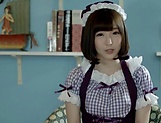 Cute Tokyo teen in a mask Sakura Kizuna craves for cock sucking