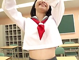 Japanese AV Model in a school uniform banged in the classroom picture 14