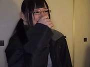 Pigtailed teen with glasses got fucked