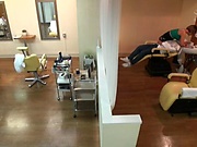 Busty hair stylist is into body licking