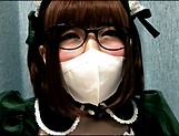 Cute Japanese teen in a mask Sakura Kizuna satisfies her oral sex needs picture 16
