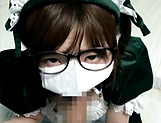Cute Japanese teen in a mask Sakura Kizuna satisfies her oral sex needs picture 41