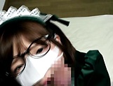 Cute Japanese teen in a mask Sakura Kizuna satisfies her oral sex needs picture 42