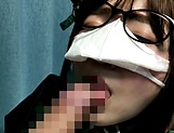 Cute Japanese teen in a mask Sakura Kizuna satisfies her oral sex needs picture 43
