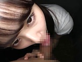 Brunette Japanese girl Nagase Minamo giving head in POV picture 15