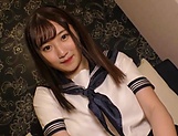 Busty Japanese schoolgirl Morimoto Tsugumi gets pussy fingered