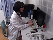 Arisa Hanyuu is a sexy doctor intrigued by the man's dick