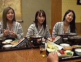 Cheerful Japanese MILFs long for a gangbang party