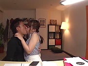 Busty babe is fucking her new roommate