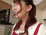 Japanese milf Hatano Yui fucks insanely in the kitchen picture 14