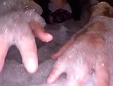 Soapy hardcore sex with the busty Japanese wife  picture 12