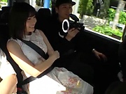 Kawai Asuna creamed on the back seat after great XXX