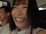 Kawai Asuna creamed on the back seat after great XXX