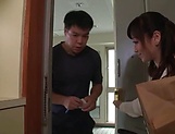 Japanese milf fucks a shy delivery guy