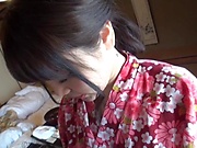 Glamorous Japanese milf in kimono Mochida Shiori gets licked and pounded