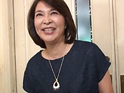 Naughty Japanese mature woman Kitamura Toshiyo sucks and swallows